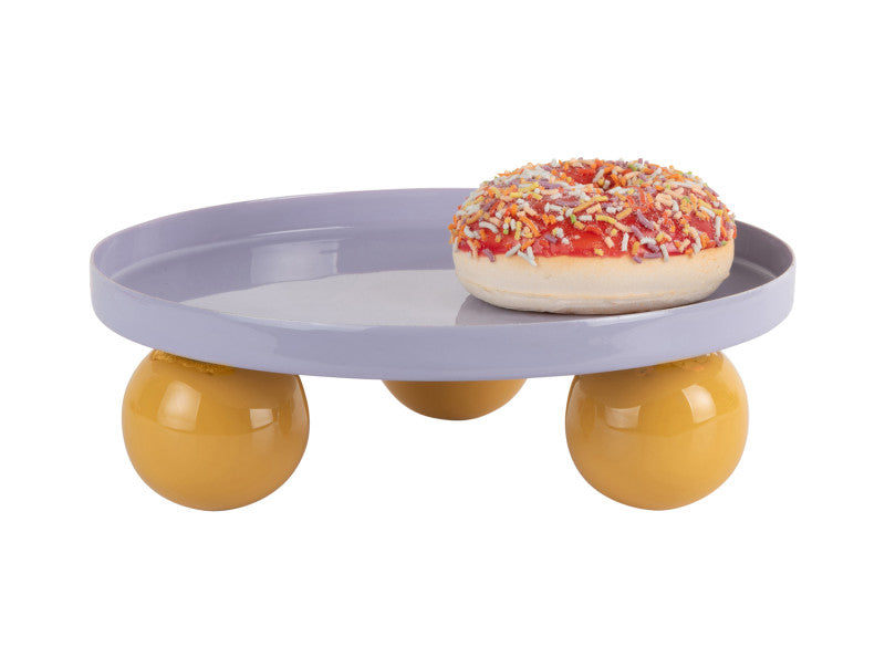 Tray Double Funky Round-Soft purple & bright yellow