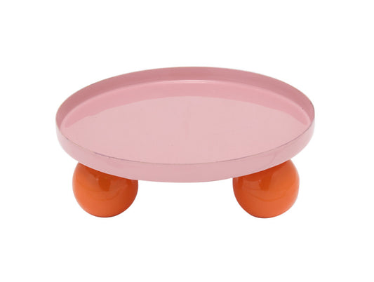 Tray Double Funky Round-Soft pink & bright orange