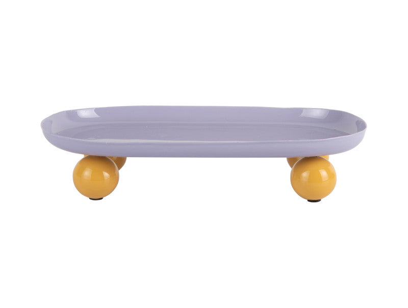 Tray Double Funky Oval Large - Soft purple & bright yellow