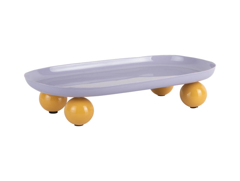 Tray Double Funky Oval Large - Soft purple & bright yellow