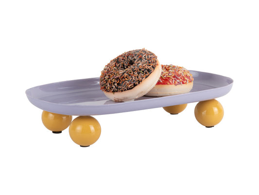 Tray Double Funky Oval Large - Soft purple & bright yellow