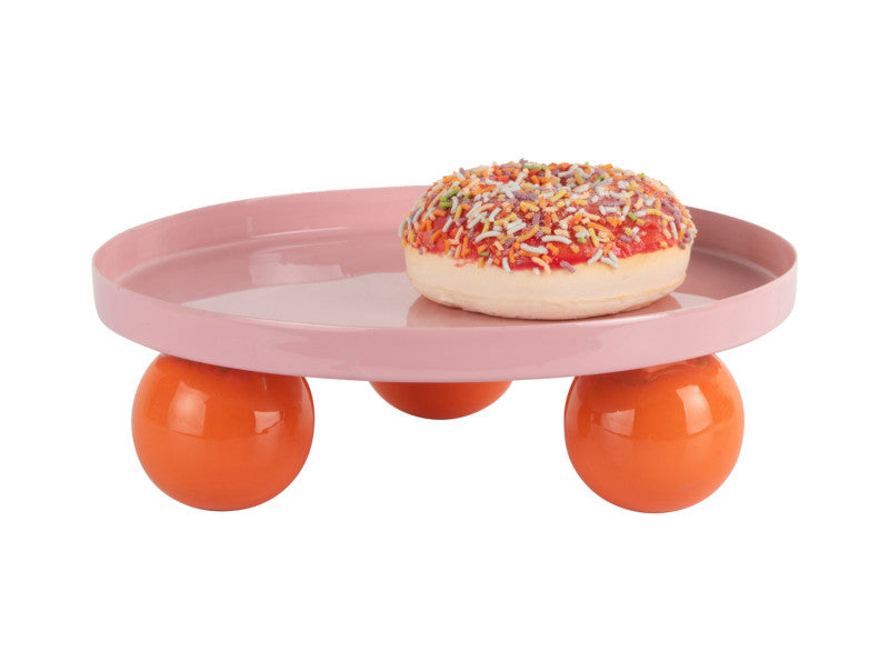 Tray Double Funky Round-Soft pink & bright orange