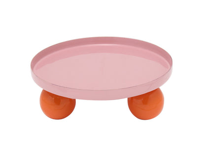 Tray Double Funky Round-Soft pink & bright orange