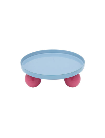 Tray Double Funky Round-Soft blue & Bright pink