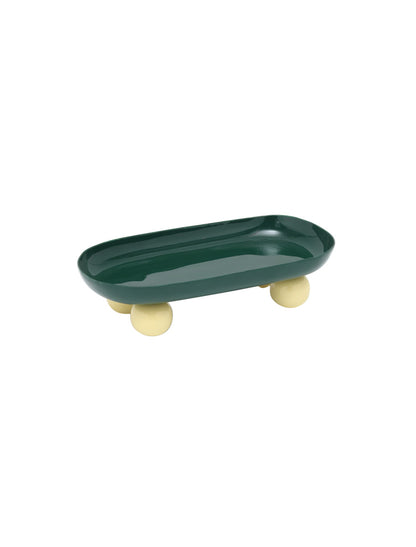 Tray Double Funky Oval - Green & soft yellow