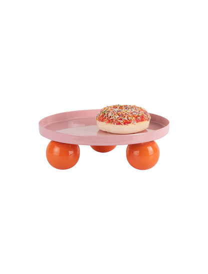 Tray Double Funky Round-Soft Pink & Bright Orange